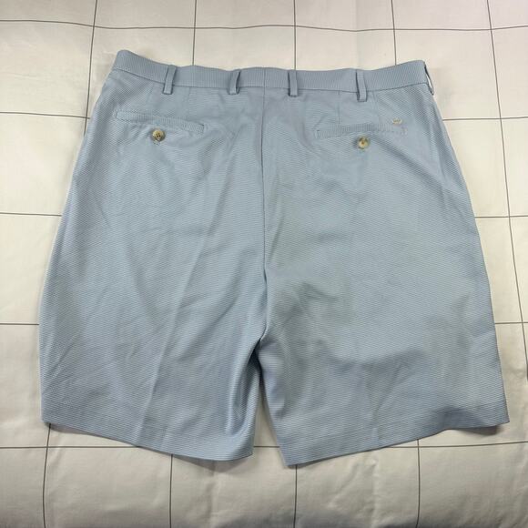Peter Millar Shorts Mens 38 Crown Sport Blue White Houndstooth Golf Preppy Chino - Picture 2 of 12
